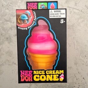 Pink NeeDoh Nice Cream Cone Ice Cream Swirl Squishy Toy Nee Doh Stress Ball